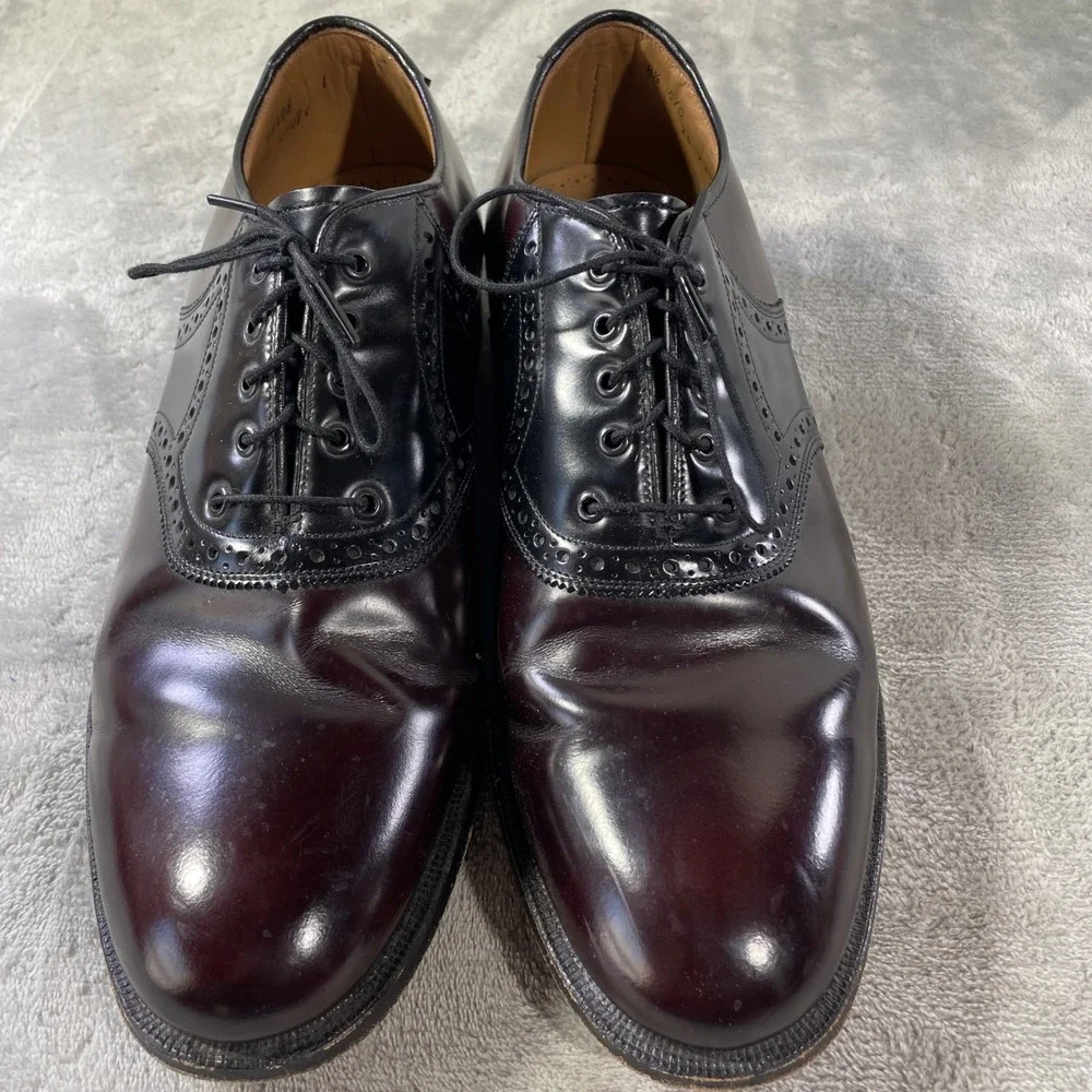 Johnston Murphy Oxford Dress Shoes Mens 8.5 Burgundy Black Leather Office Career